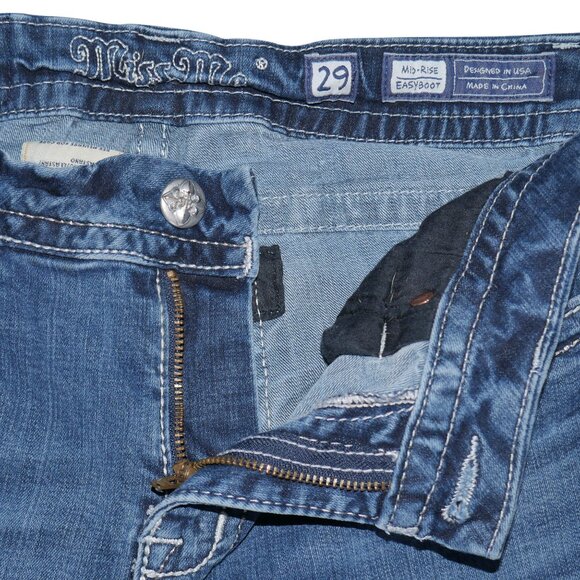 Miss Me Jeans Women’s 29/10 Easy Boot Bling Thick Stitch Western Blue Jeans - Picture 10 of 11